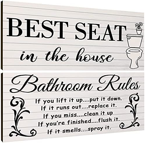 Jetec 2 Pieces Funny Bathroom Wall Art Signs