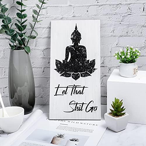 Yookeer Funny Bathroom Wall Decor Quote Buddhist Sign with Hooks
