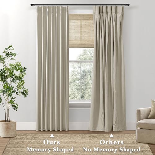 SHINELAND Pinch Pleated Soundproof Curtains 2 Panels Set