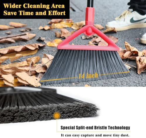 Heavy Duty Angle Broom for Indoor Outdoor Cleaning
