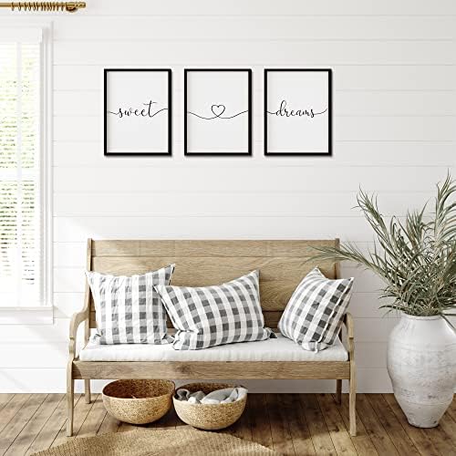Set of 3 Framed Sweet Dreams Wall Signs 11x14 Black