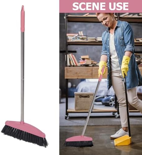 Luxshiny Broom with Metal Handle for Home Cleaning