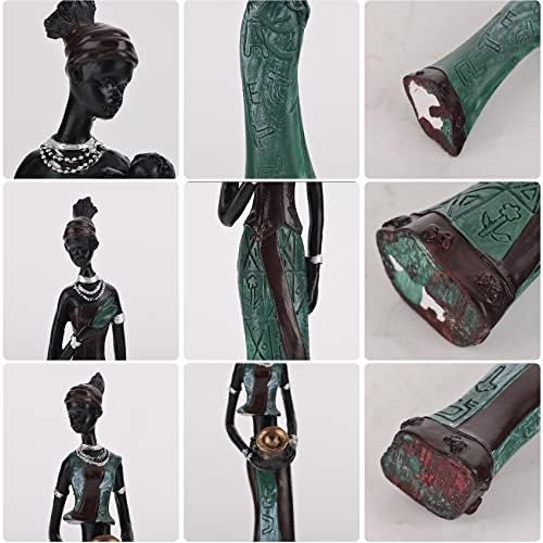 XINGYAN 3PCS African Tribal Lady Resin Statues Set