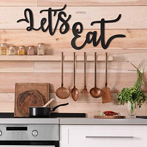 Jetec 2 Piece Lets Eat Wooden Sign Kitchen Decor