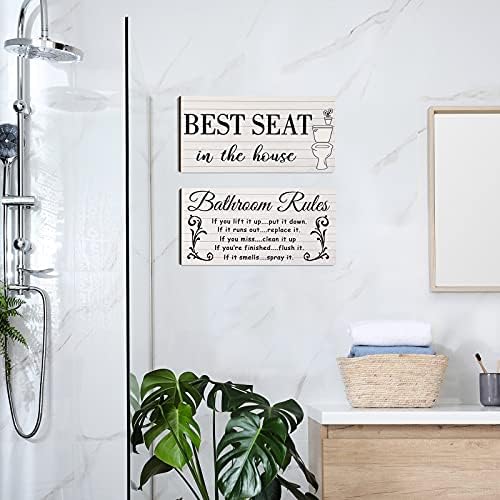 Jetec 2 Pieces Funny Bathroom Wall Art Signs