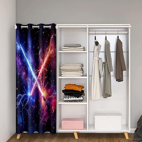 Jejeloiu Blue Red Lightsaber Door Curtain for Privacy