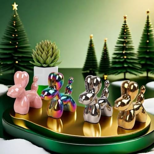 ZEYI Dec Cute Silver Balloon Dog Statue Decor