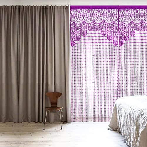 HSYLYM Macrame Curtain Panel Purple 35x96in