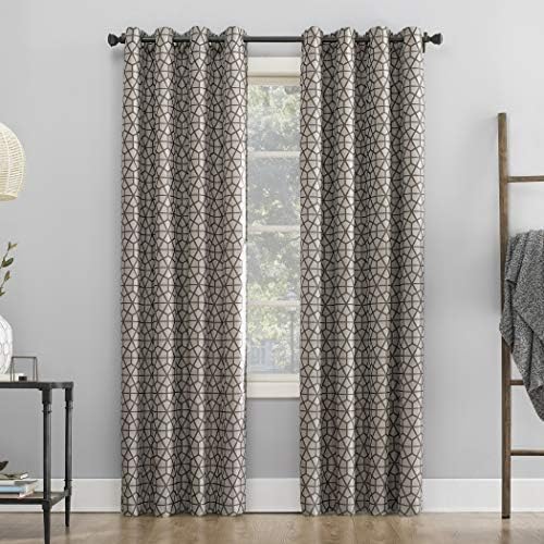 Sun Zero Verve Twill Mosaic Thermal Curtain Panel 52 x 95 Cocoa BrownCream