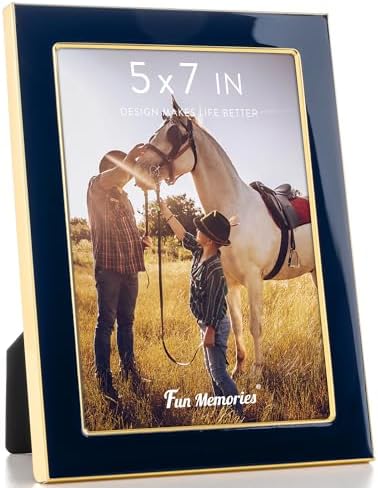 Fun Memories 5x7 Frame - Navy Blue with Gold Edges