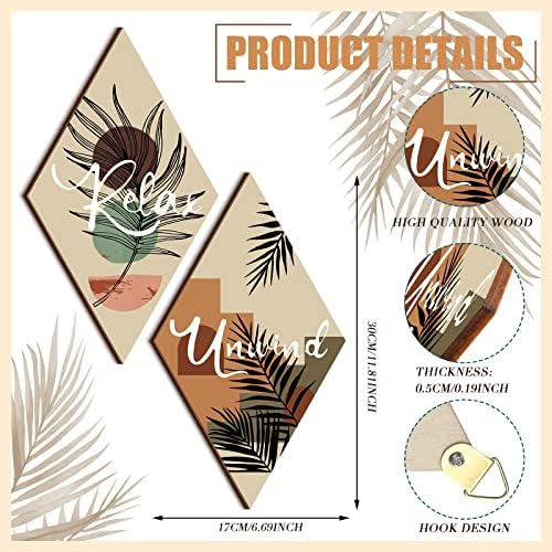 FairySandy 4 Pcs Rhombus Boho Bathroom Wall Art Decor