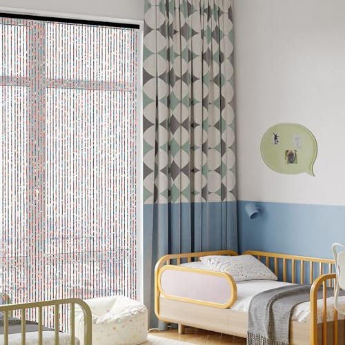 ANMINY Bamboo Wood Beaded Curtain 52 Strands 35x75 Rainbow Door Hanging