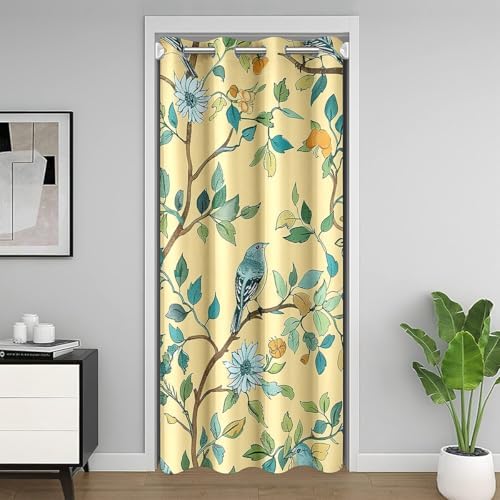 Feelyou Blue Hummingbird Door Curtain 34x80