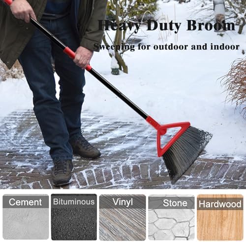 Heavy Duty Angle Broom for Indoor Outdoor Cleaning