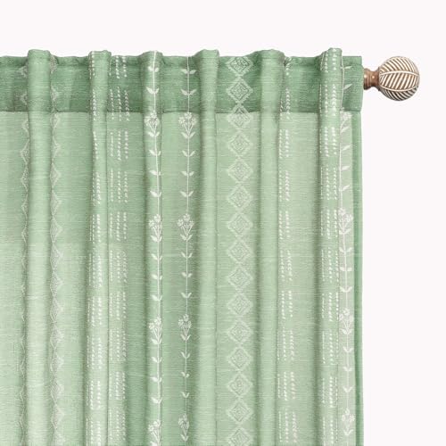 Sage Green Linen Sheer Curtains for Bedroom