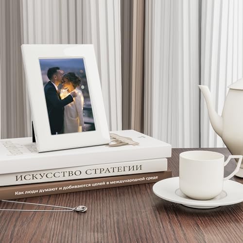 Fun Memories 4x6 Picture Frame - White Enamel Glass with Silver Metal Edge