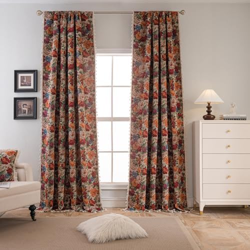 ENJOYBRIDAL Boho Floral 96 Curtains 2 Panels