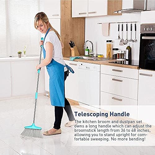 FGY 48 Inch Broom and Dustpan Set with Collapsible Handle