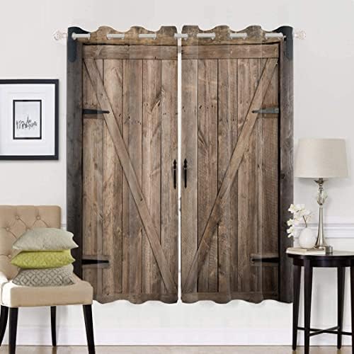 Yeele Rustic Barn Door Curtains Set of 2 Panels 26x96 Inch
