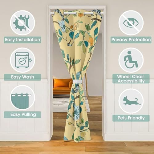 Feelyou Blue Hummingbird Door Curtain 34x80