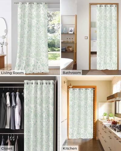 Botanical Green Blackout Curtain Panels 52x96 for Privacy