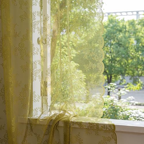 Sutuo Home Sage Green Lace Curtains 2 Panels Set
