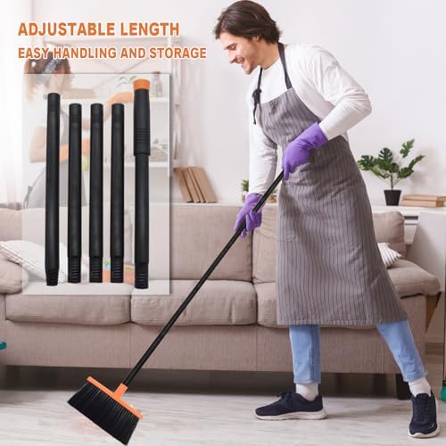 BSMstone Stiff Bristles Broom with Long Handle