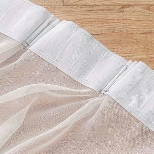 Ftinala Off White Sheer Curtains 96 2 Panels with Tie-Back