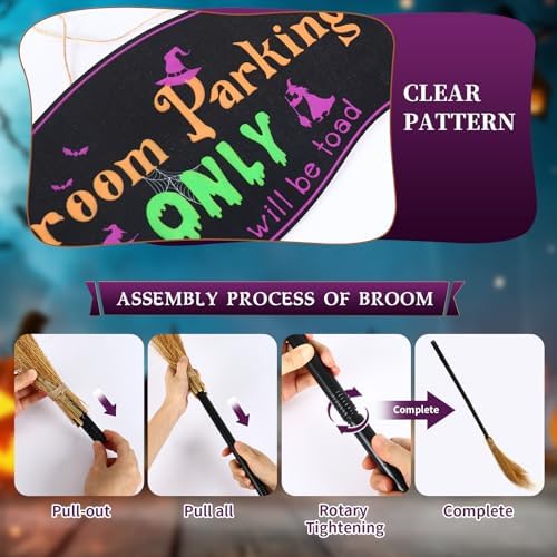 Bnesi Halloween Wall Decorations Broom Parking Sign