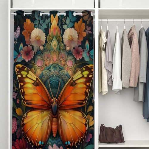 Shixiaoyan Butterfly Door Curtain with Flower Mandala Design
