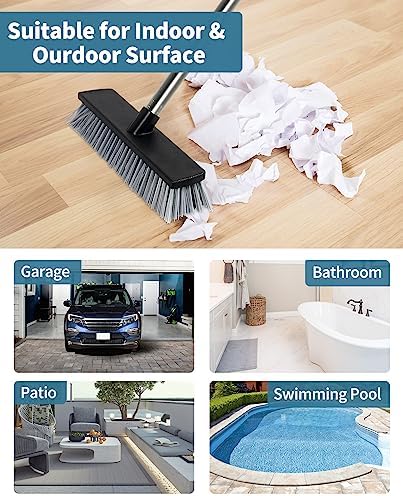 LandHope Adjustable Push Broom for Outdoor Cleaning