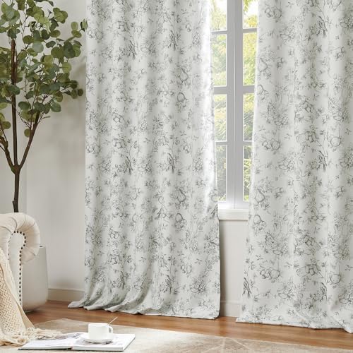 Jinchan 95 Blackout Floral Curtains 2 Panels
