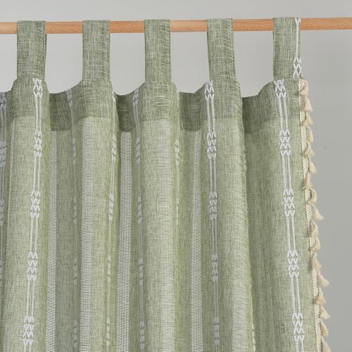 Sage Green Linen Curtains 84 2 Panels Boho Room Darkening