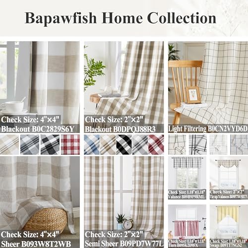 Bapawfish 90 Inch Buffalo Plaid Curtains 2 Panels Beige-Dusty Blue
