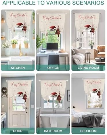 Cuang Life Tie Up Curtains 34x45in Gray Snowflake Retro Linen