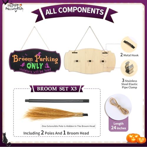 Bnesi Halloween Wall Decorations Broom Parking Sign