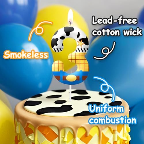 AONIART 5th Birthday Candle with Cowboy Design