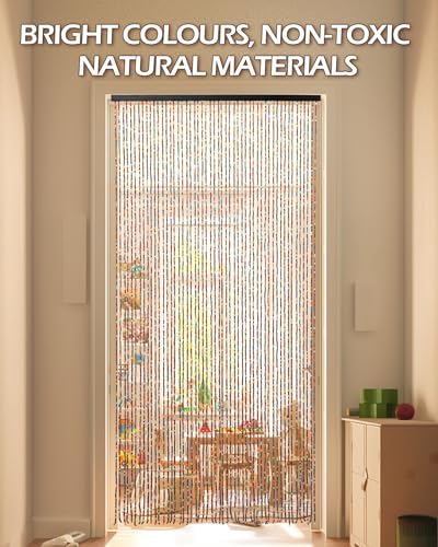 Ezcasch 52 Strands Rainbow Bamboo Beaded Curtain 1