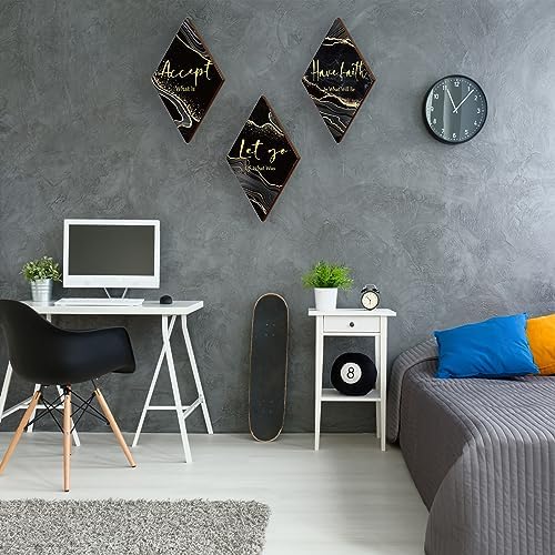 3 Pcs Black Gold Wall Decor with Quotes