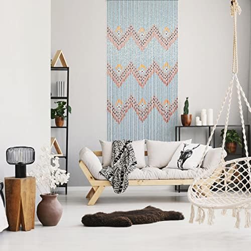 Boho Bamboo Beaded Curtain 355 x 75 Inches Blue