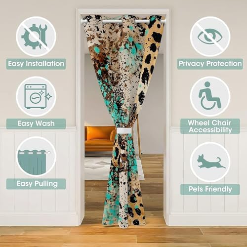 Feelyou Leopard Door Curtain for Bedroom 42x80 Inch 1 Panel