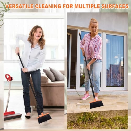 BSMstone Stiff Bristles Broom with Long Handle