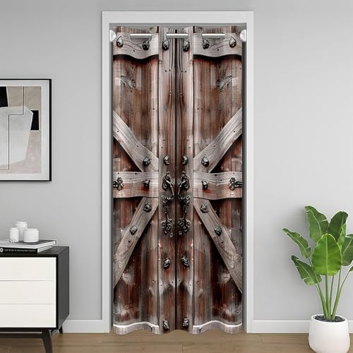 Castle Fairy Brown Wooden Barn Door Curtain 34x80