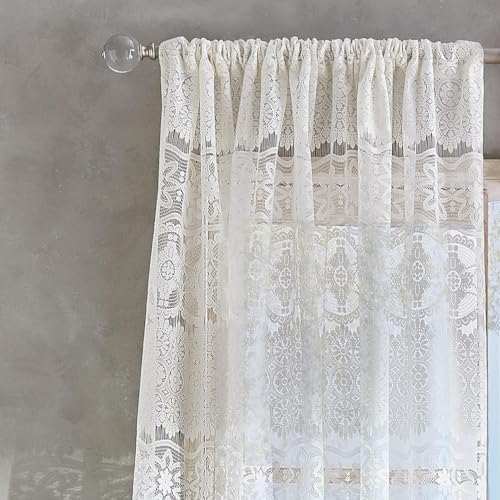 CHF Ivory Boho Sheer Curtain Panel with Tassels