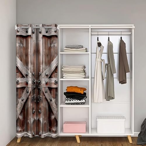 Castle Fairy Brown Wooden Barn Door Curtain 34x80