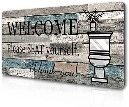 Funny Bathroom Wall Decor Sign 16x8 Wood Plaque