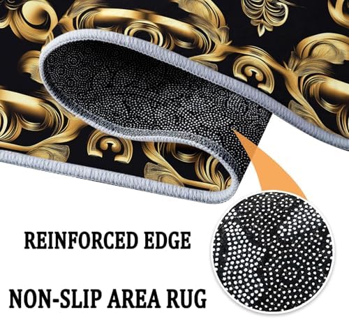 4ft Round Faux Wool Area Rug with Greek Pattern