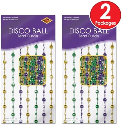 Beistle Disco Ball Bead Curtains 2 Piece Green Gold Purple