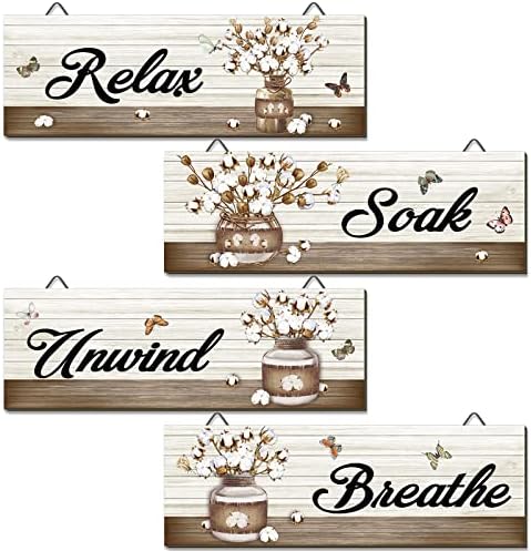 Tradder 4 Pcs Rustic Farmhouse Wall Art Decor Plaques
