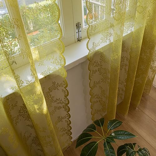 Sutuo Home Sage Green Lace Curtains 2 Panels Set